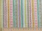 Preview: Patchwork Stoff mit bunten, gemusterten Streifen aus der Serie Doodle Days von Makower Ansicht mit Maß
